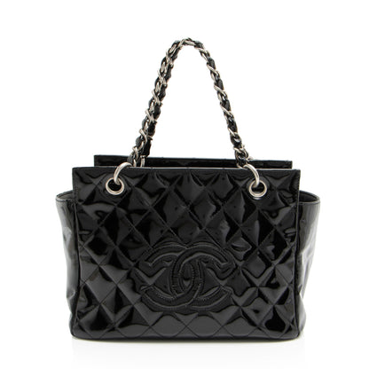 Chanel Vintage Patent Leather Timeless CC Petite Tote