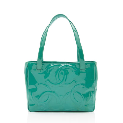 Chanel Vintage Patent Leather Triple CC Small Tote