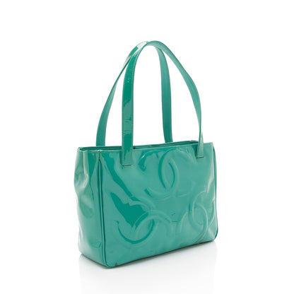 Chanel Vintage Patent Leather Triple CC Small Tote