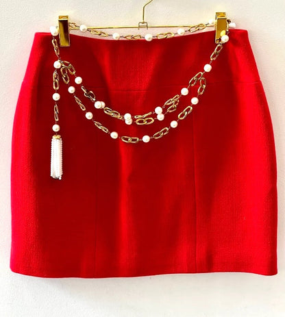 CHANEL VINTAGE PEARL TASSLE BELT