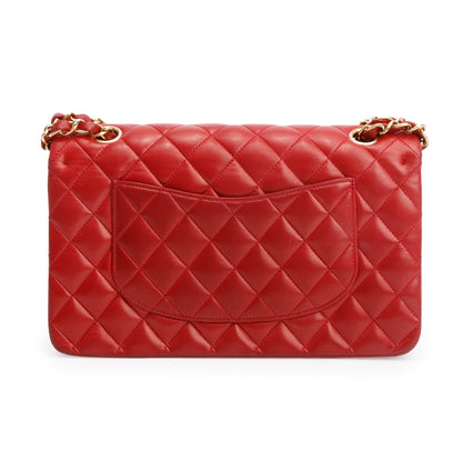 Chanel Vintage Red Quilted Lambskin Leather Classic Medium Double Flap Bag