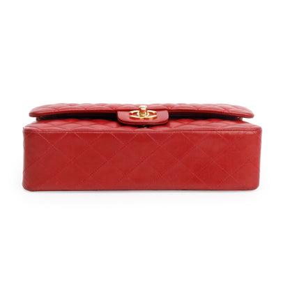 Chanel Vintage Red Quilted Lambskin Leather Classic Medium Double Flap Bag