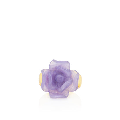 Chanel Vintage Resin Gold Tone Camellia Ring - Size 7