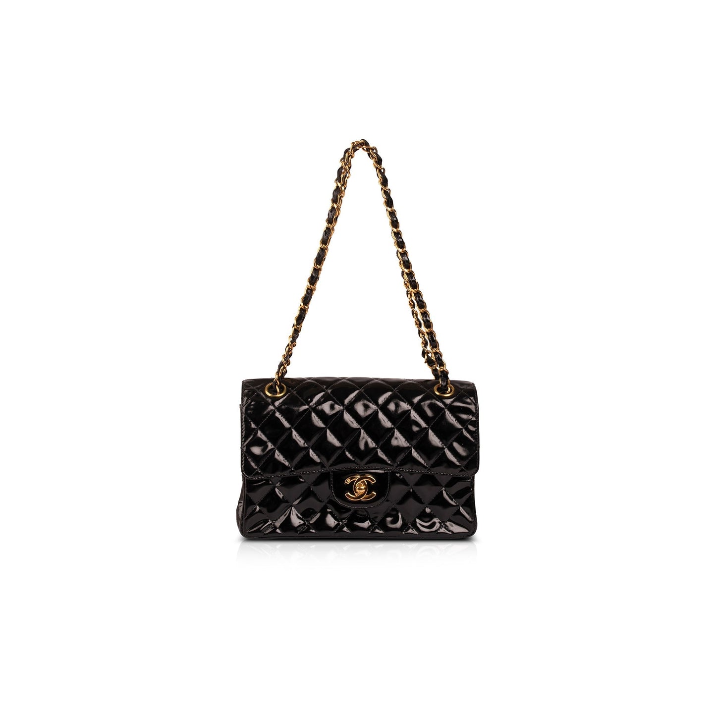 Chanel Vintage Small Patent Leather Double Sided Flap Bag