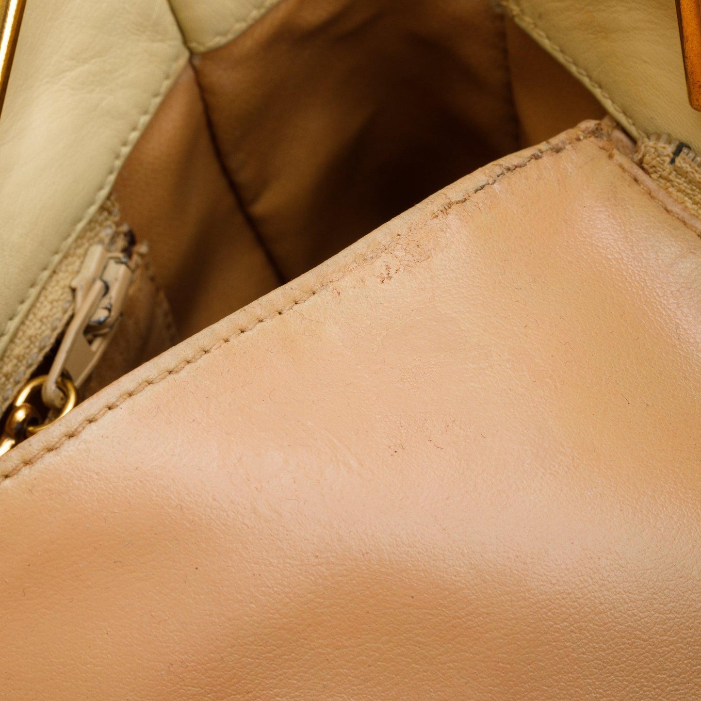 Chanel Vintage Yellow Calfskin Leather Chain Tote