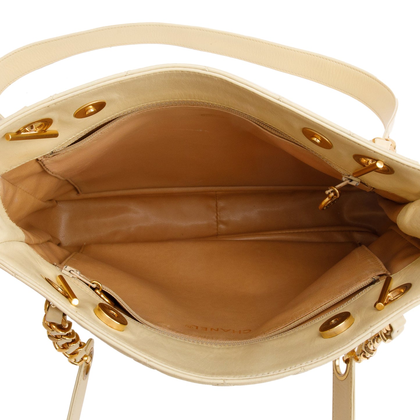 Chanel Vintage Yellow Calfskin Leather Chain Tote