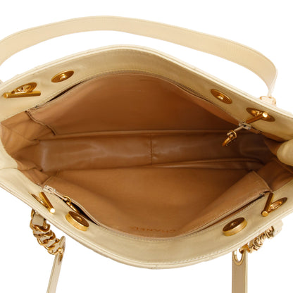 Chanel Vintage Yellow Calfskin Leather Chain Tote