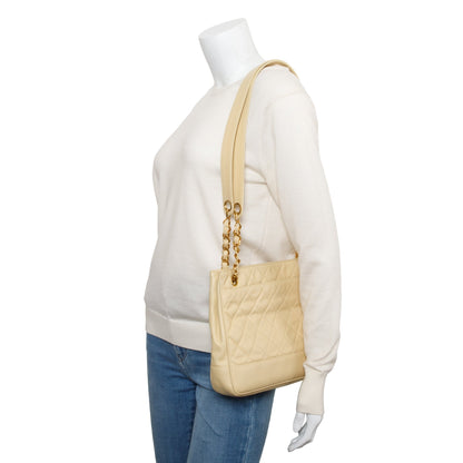 Chanel Vintage Yellow Calfskin Leather Chain Tote
