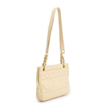 Chanel Vintage Yellow Calfskin Leather Chain Tote