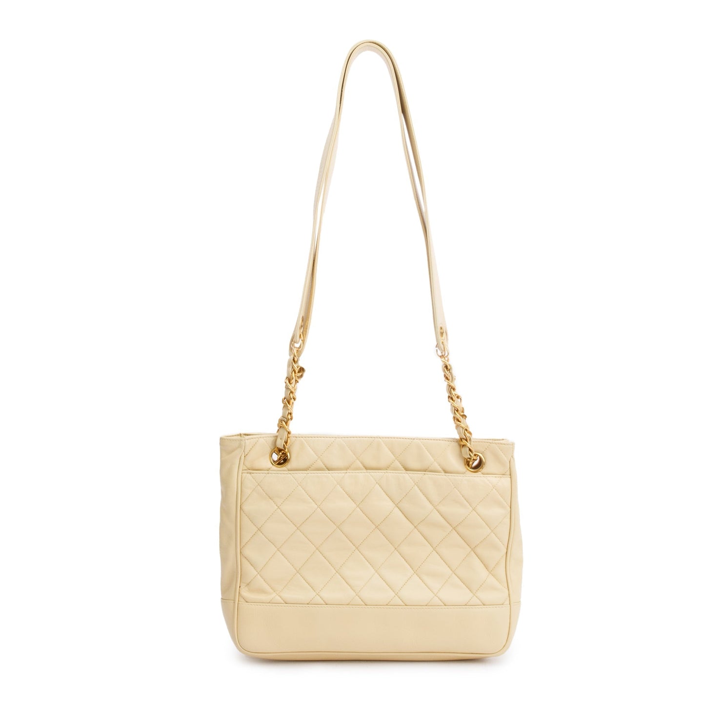 Chanel Vintage Yellow Calfskin Leather Chain Tote