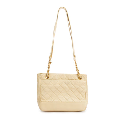 Chanel Vintage Yellow Calfskin Leather Chain Tote