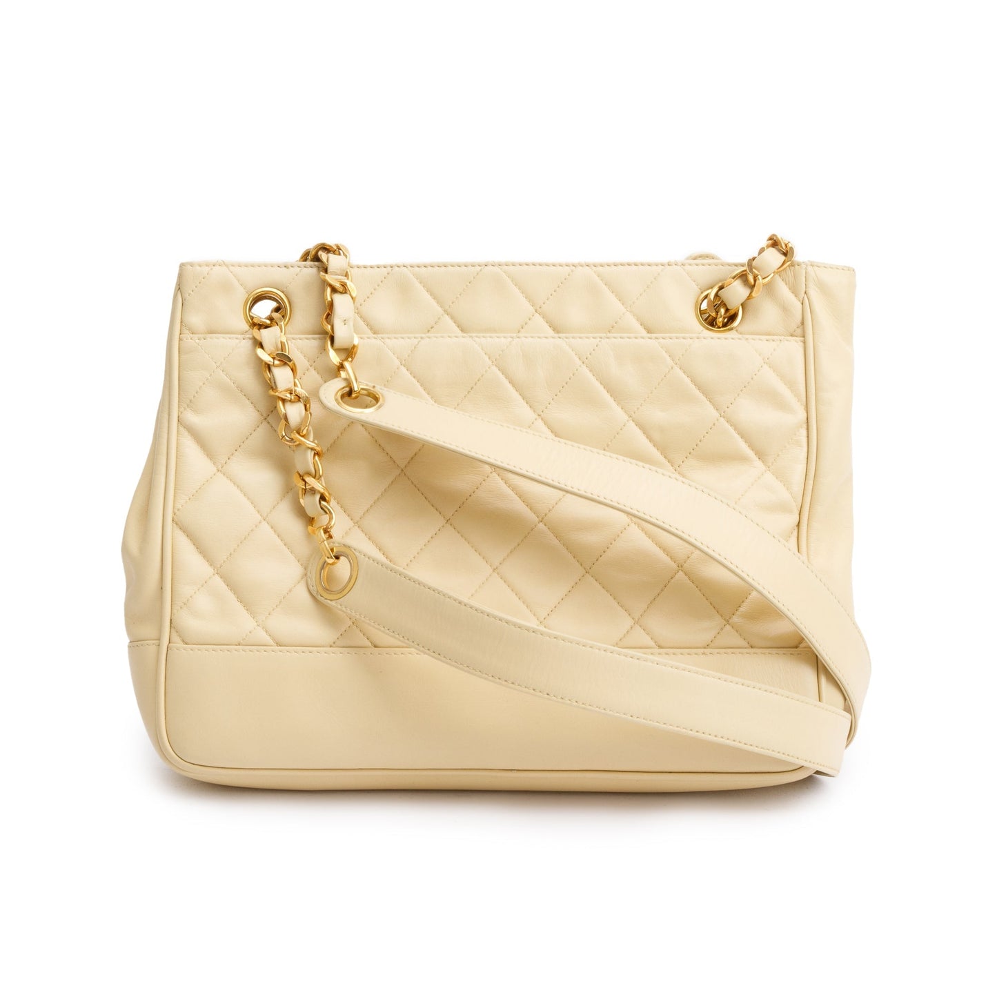 Chanel Vintage Yellow Calfskin Leather Chain Tote