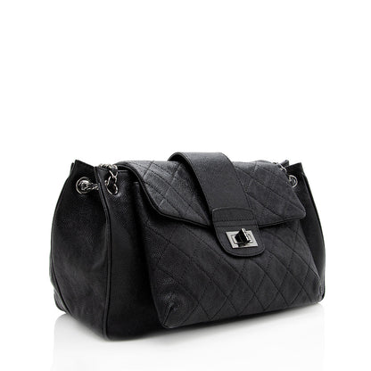 Chanel Washed Caviar Leather Mademoiselle Accordion Flap Bag (SHF-18925)