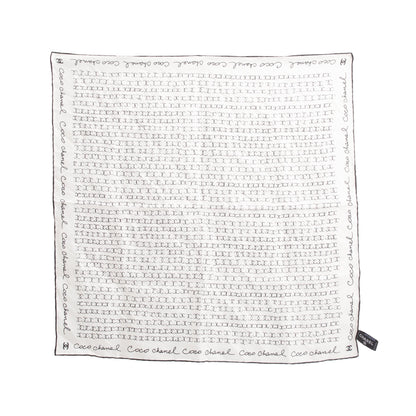 Chanel White & Black CC Logo Print Silk Square Scarf