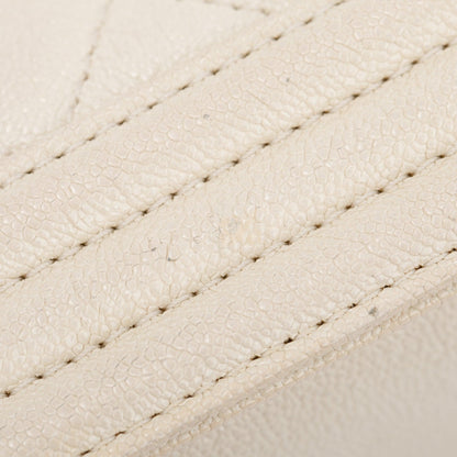 Chanel White Calfskin Leather Medium Boy Bag
