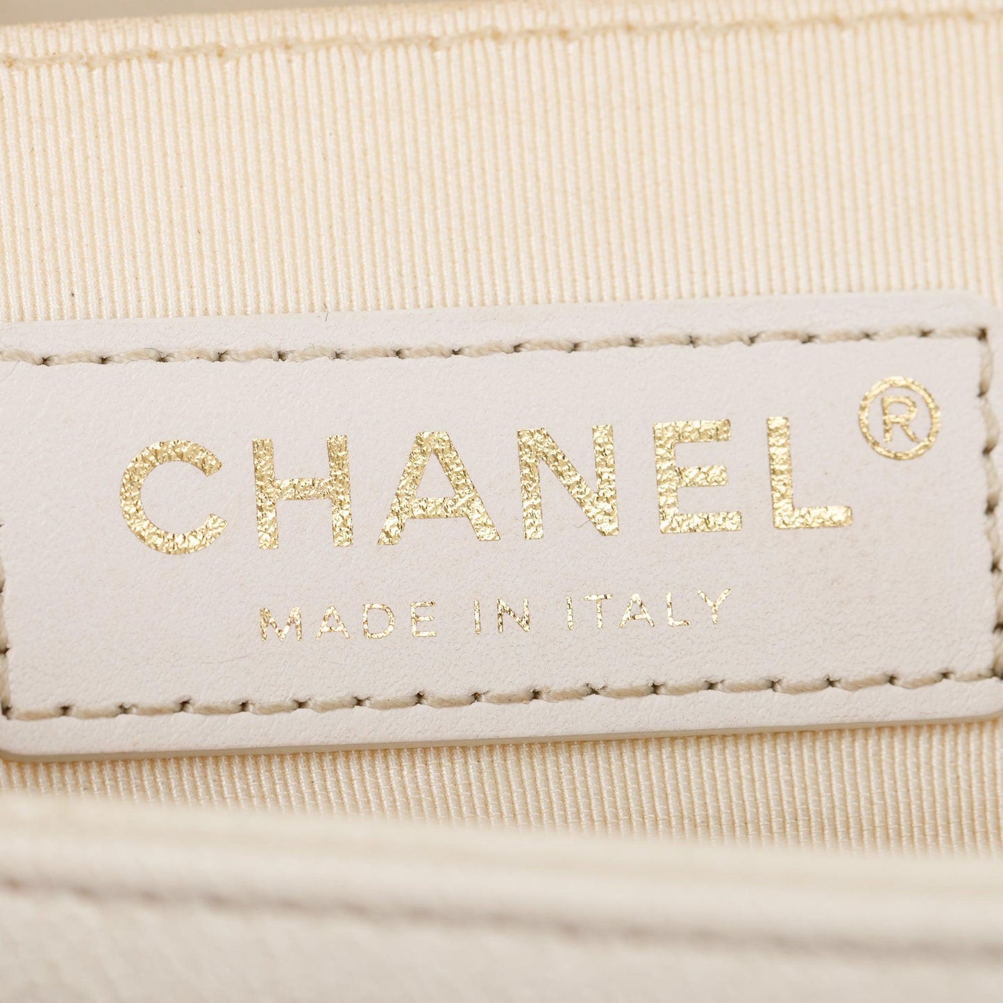 Chanel White Calfskin Leather Medium Boy Bag
