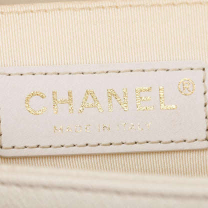 Chanel White Calfskin Leather Medium Boy Bag