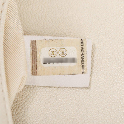 Chanel White Calfskin Leather Medium Boy Bag