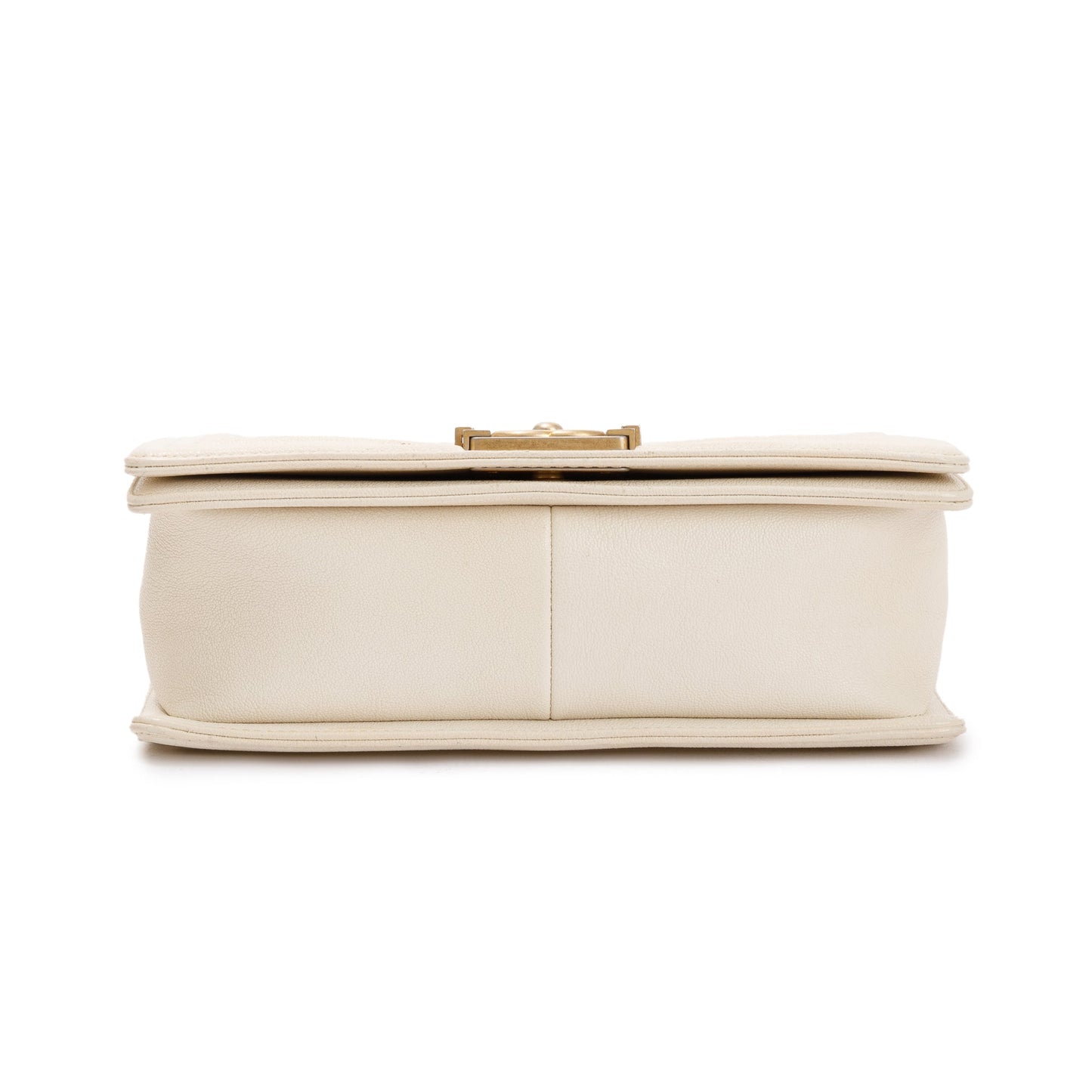 Chanel White Calfskin Leather Medium Boy Bag