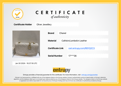 Chanel White Calfskin Leather Medium Diana Flap Bag