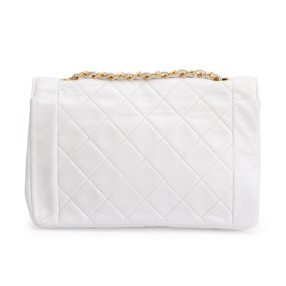 Chanel White Calfskin Leather Medium Diana Flap Bag