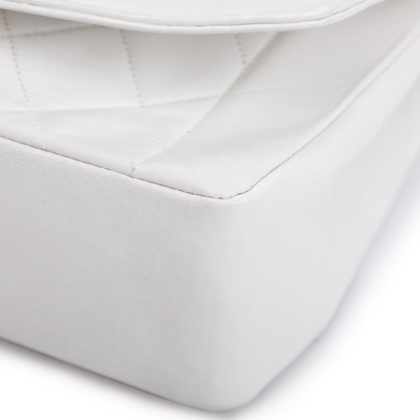 Chanel White Calfskin Leather Medium Diana Flap Bag