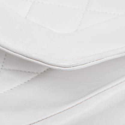 Chanel White Calfskin Leather Medium Diana Flap Bag