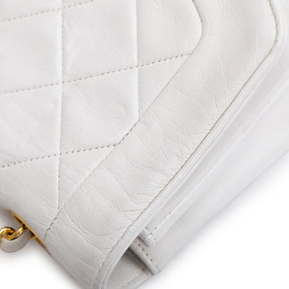 Chanel White Calfskin Leather Medium Diana Flap Bag