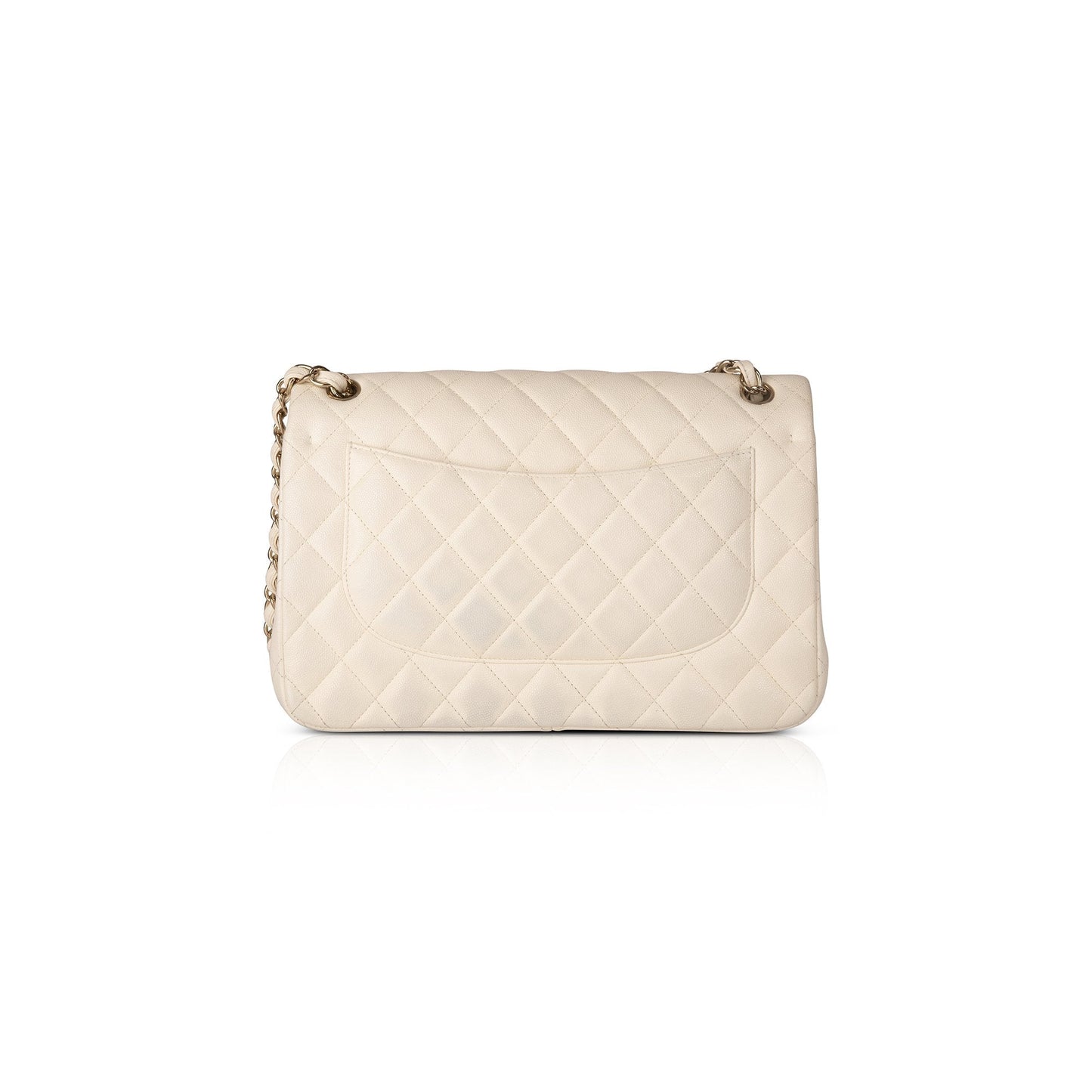 Chanel White Caviar Classic Jumbo Double Flap Bag