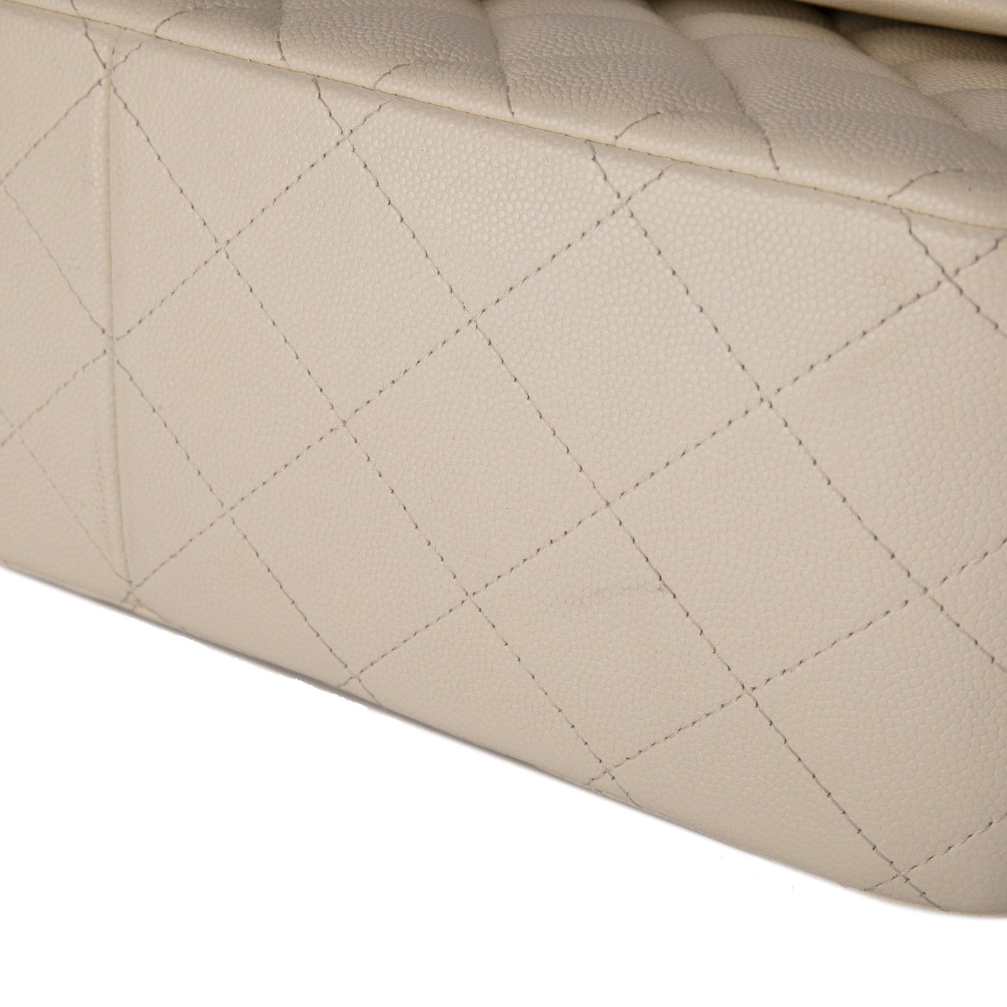 Chanel White Caviar Classic Jumbo Double Flap Bag