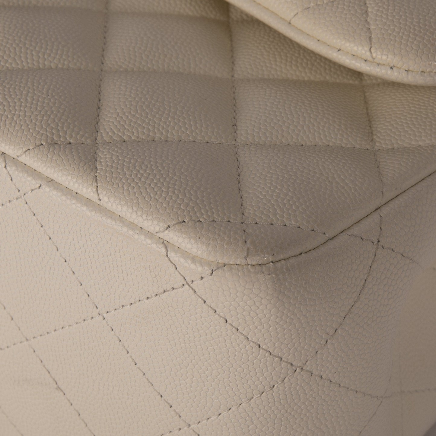 Chanel White Caviar Classic Jumbo Double Flap Bag