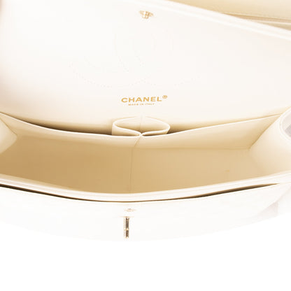 Chanel White Caviar Classic Jumbo Double Flap Bag