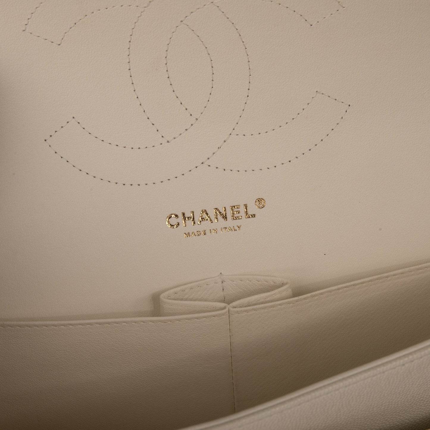 Chanel White Caviar Classic Jumbo Double Flap Bag