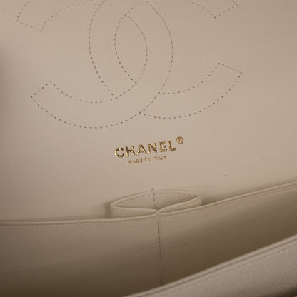 Chanel White Caviar Classic Jumbo Double Flap Bag