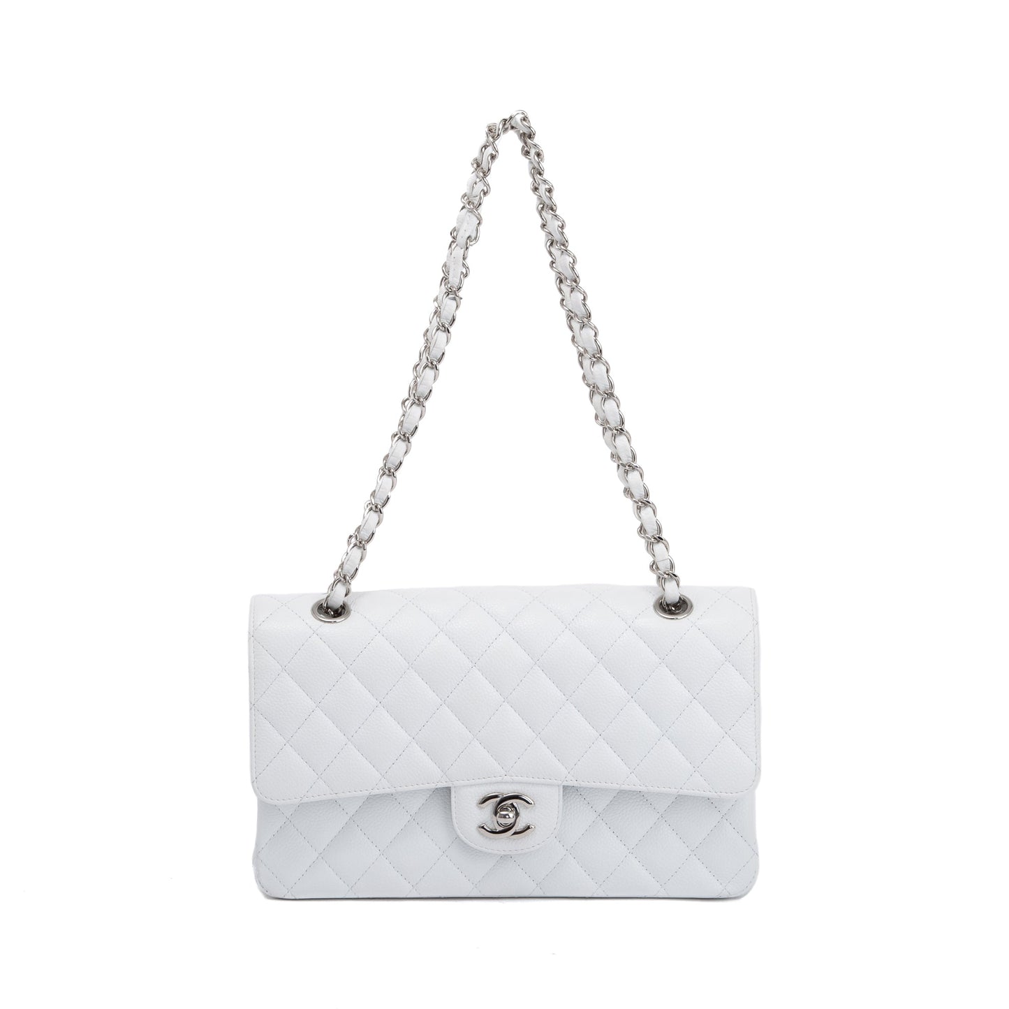 Chanel White Caviar Classic Medium Double Flap Bag