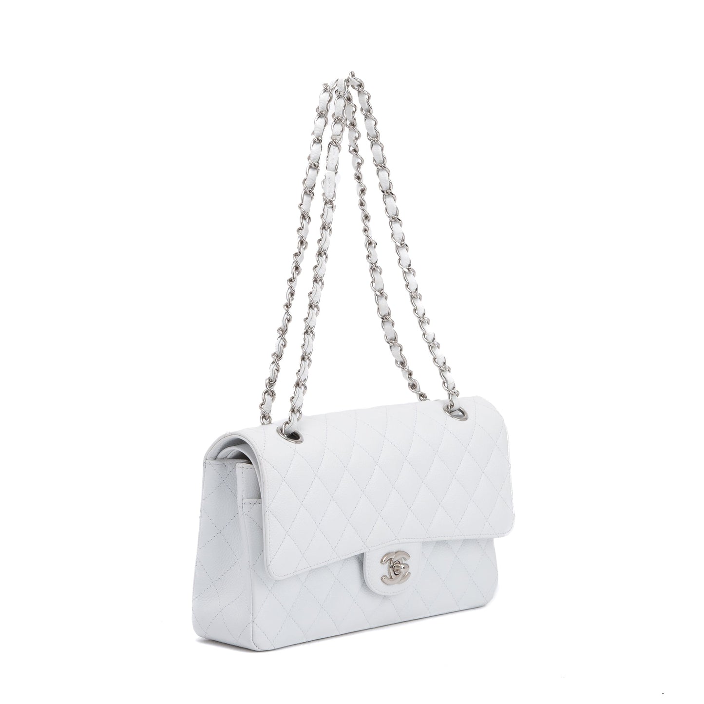 Chanel White Caviar Classic Medium Double Flap Bag