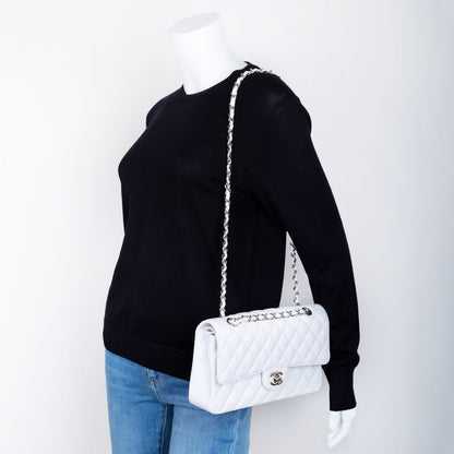 Chanel White Caviar Classic Medium Double Flap Bag