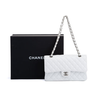Chanel White Caviar Classic Medium Double Flap Bag