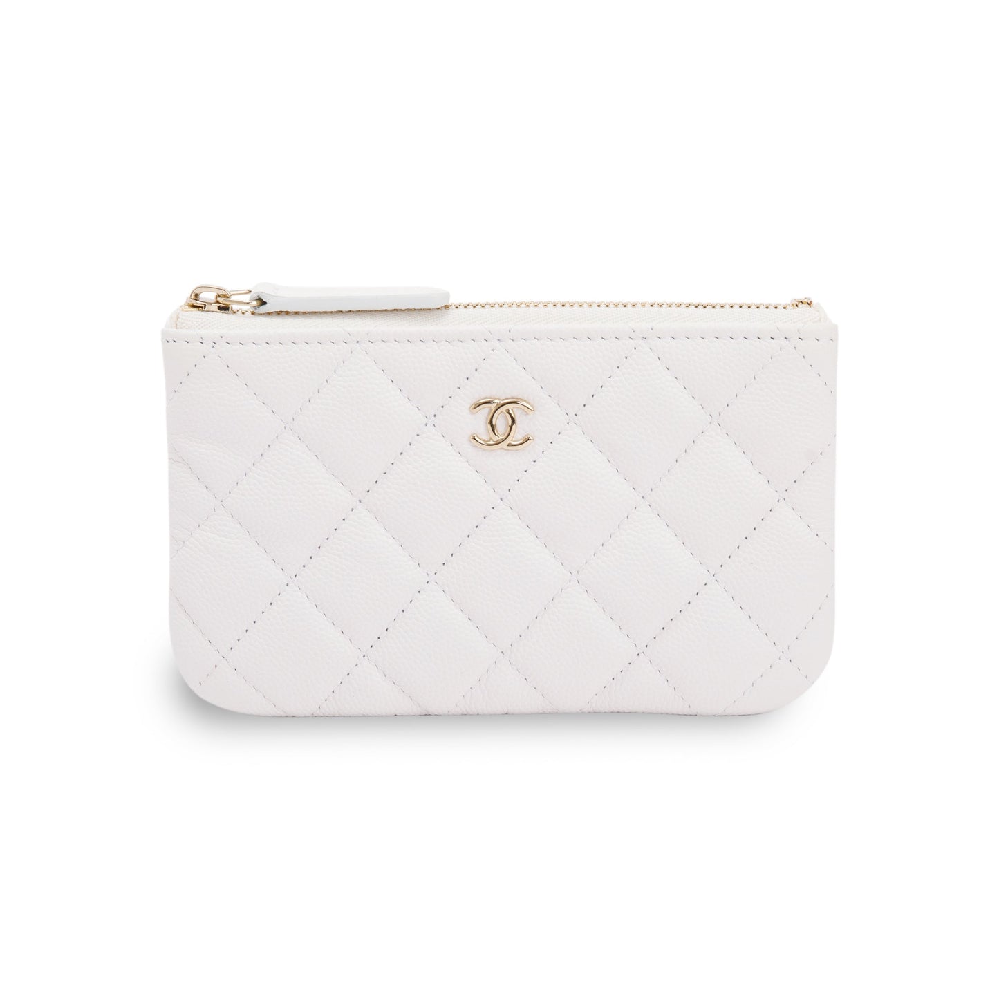Chanel White Caviar Classic Mini O-Case Pouch