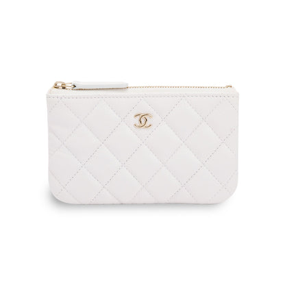 Chanel White Caviar Classic Mini O-Case Pouch
