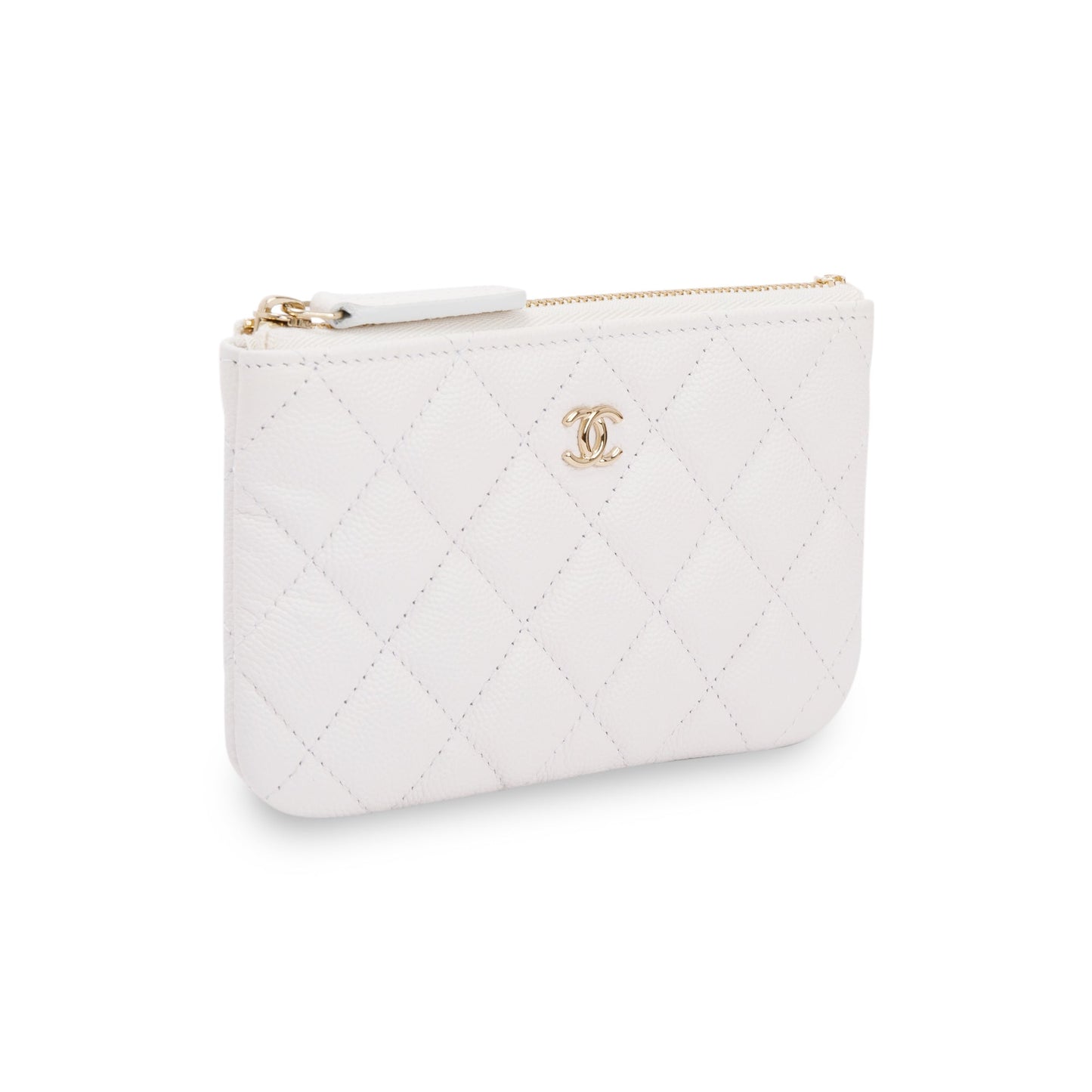 Chanel White Caviar Classic Mini O-Case Pouch