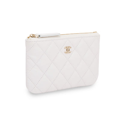 Chanel White Caviar Classic Mini O-Case Pouch
