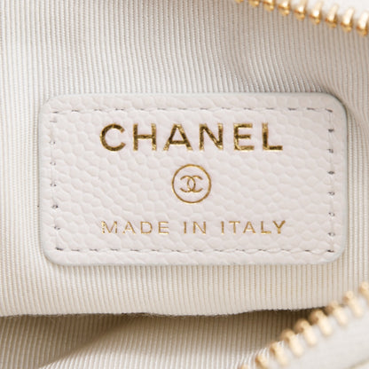 Chanel White Caviar Classic Mini O-Case Pouch