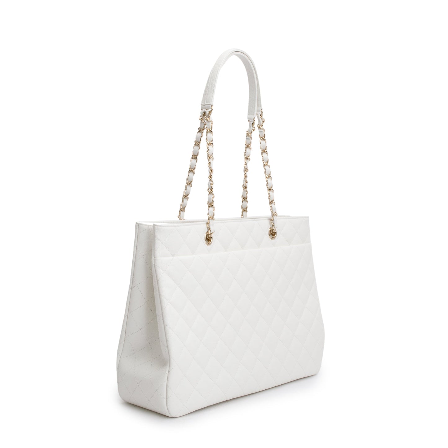 Chanel White Caviar Leather Classic Timeless Large Shopping Tote