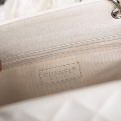 Chanel White Caviar Leather Grand Shopping Tote (GST)