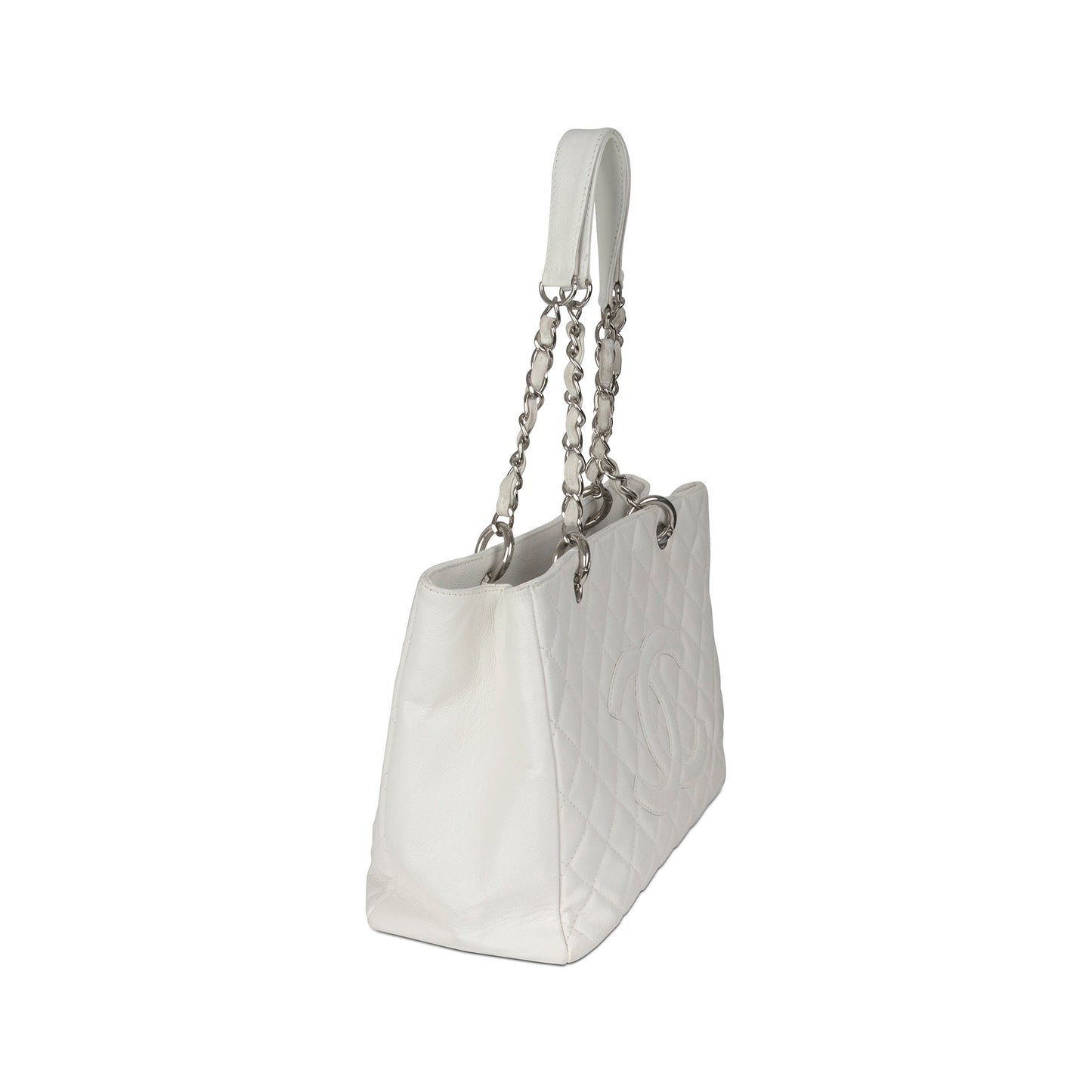 Chanel White Caviar Leather Grand Shopping Tote (GST)