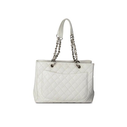 Chanel White Caviar Leather Grand Shopping Tote (GST)