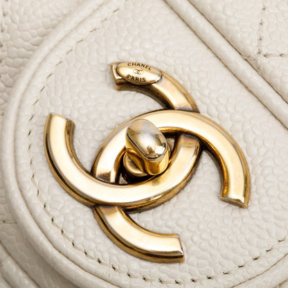 Chanel White Caviar Leather Medium Easy Flap Bag
