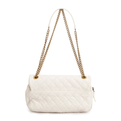 Chanel White Caviar Leather Medium Easy Flap Bag