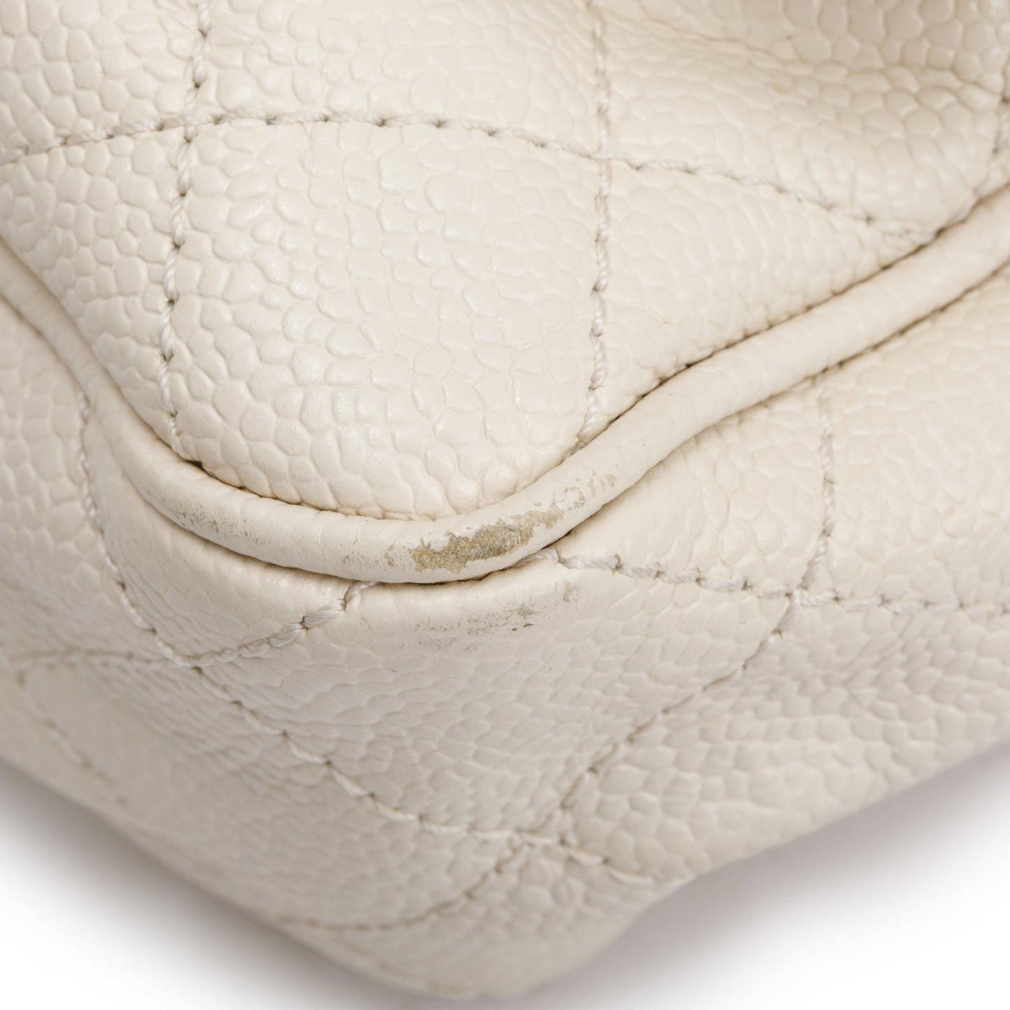 Chanel White Caviar Leather Medium Easy Flap Bag